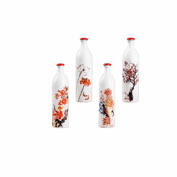 Set bình gốm hoạ tiết hoa mai